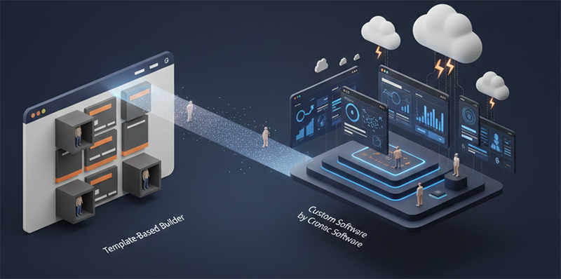 Business website migrating from website builder to a scalable custom software platform